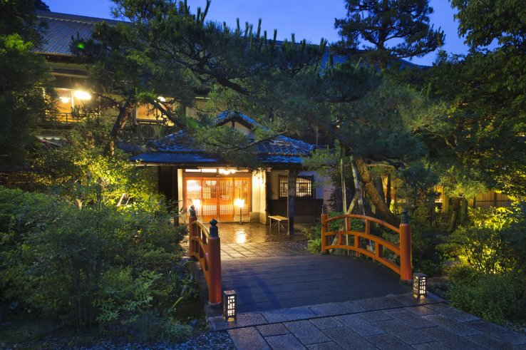 The entrance at dusk