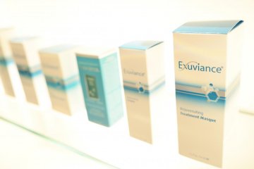 <p>Exuviance from NeoStrata is one product ranges Chika-san uses during the treatments</p>