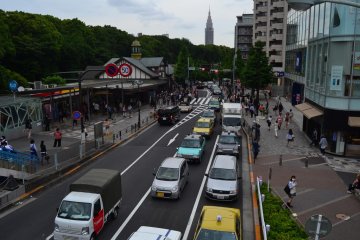Busy traffic in front of the station