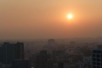 View of the sunset from the Tower's 30th floor deck.