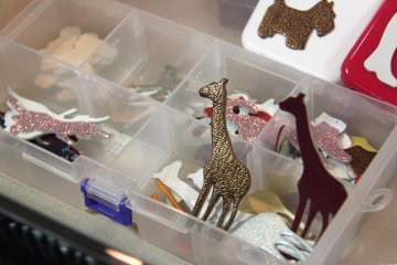 All the lovely shapes cut out beforehand on display for sale. The stickers can put on notebooks, bags, handphone covers and just about anywhere you like!