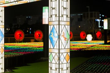 Amazing stain glass horses remind us we're actually in a working racecourse