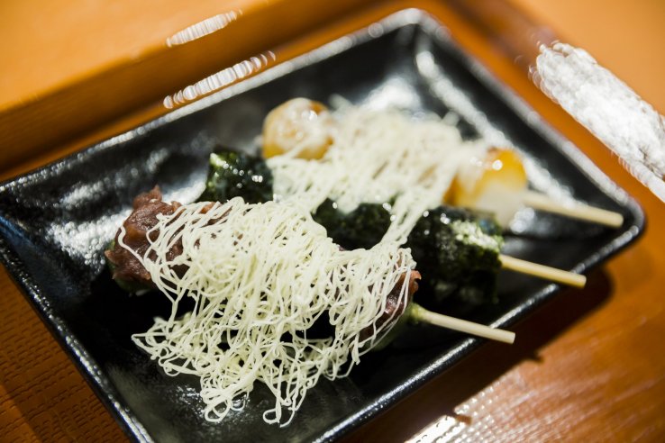 These sticky dango are great with a cup of hot green tea