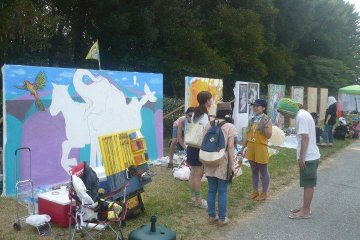Art works line the streets