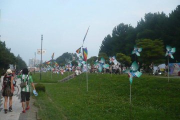 Walking towards QVC Marine Stadium