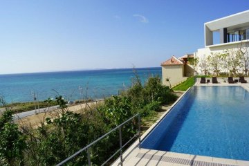The view from the hotel's pool is Okinawa's beautiful blue ocean.