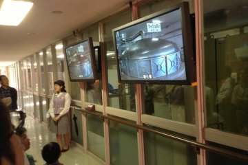 In addition to information from your tour guide, direct your attention to several video screens along the tour to learn about the entire whisky making process.