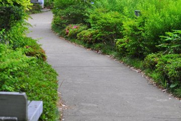 A garden worker helps keep the park pristine year-round.