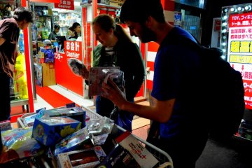 Shoppers peruse an assortment of merchandise
