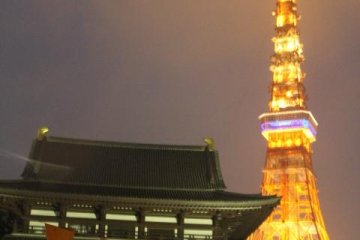 Zozoji Temple and Tokyo Tower at night