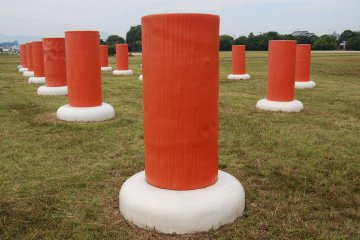 Mock pillars of where once Fujiwara Palace stood