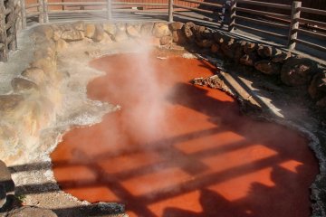 The last pond, thermal mud with more reddish color due to iron contained in the soil