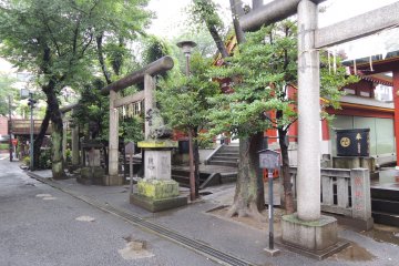 Mini shrines on the side of the main building