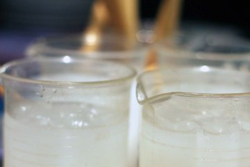 Drink out of lab equipment like these beakers.