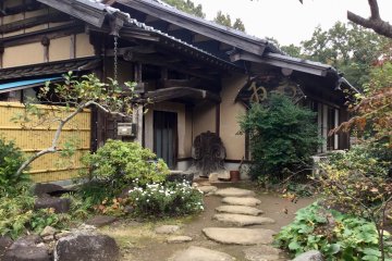 View from the outside. The restaurant feels like someone's country home at the foot of Mt. Tsukuba. 