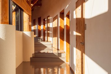 The hallway along which the bedrooms are situated.