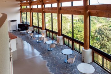 The main communal area with its view and vaulted ceilings.