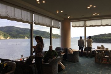 Generous viewing windows in the lobby.