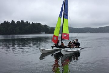 Nojiri Lake Resort has paddle boards, row boats, kayaks, and a catamaran for rent.
