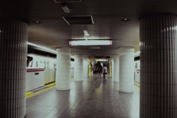 Tracks in the station's first basement floor.
