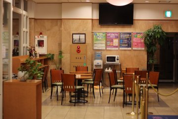 The large lobby is used as the breakfast nook in the mornings.