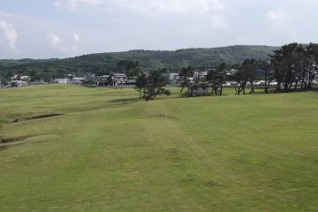 <p>The long expanse of lawn, a good place to walk barefoot</p>