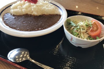 The restaurant serves up quick and easy favorites like curry rice in hearty portions