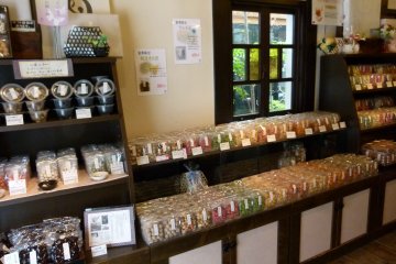 Jars and containers of bean treats