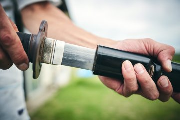 Detail of a beautifully kempt katana