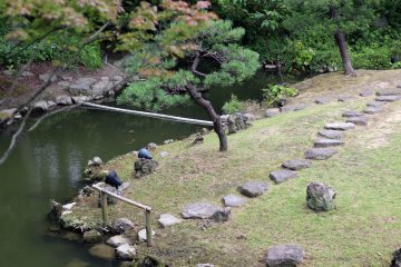 Take your time walking down the stone steps.