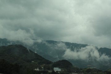 The JR Kyushu train from Fukuoka to Kagoshima-Chūō Station normally offers lovely views on less cloudy days!