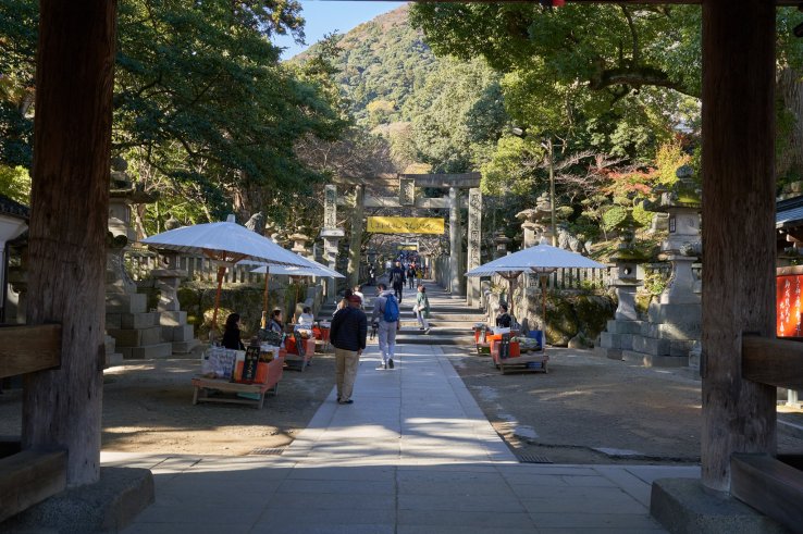 The base of Konpira Shrine