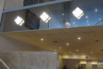 Elegant decoration surrounds the stairway up to the banquet hall
