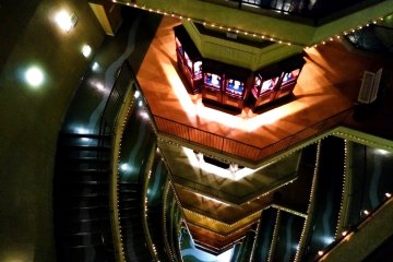 Looking down the atrium inside the statue