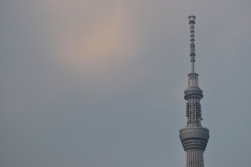 Close up of the Skytree Observation Deck from the Sumida River.