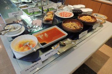 Fruits, dessert, and salad too