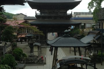 The view from the top of the stairs to the main gate.