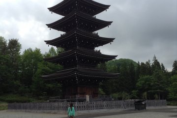 Part of the temple buildings include a five story pagoda in a nearby park.
