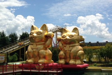 Lucky cats welcome you to the park