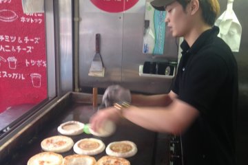 Golden brown Korean street pancakes from Mr Hottoku
