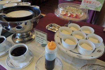 Freshly made flan