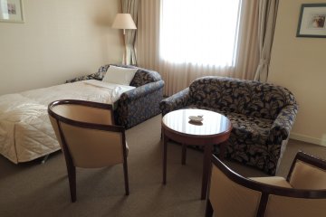 The couch can be stretched to a bed