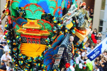 The huge 1-ton floats are intricately decorated by craftsmen