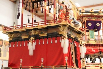 Takayama Matsuri floats in the exhibition hall of Yatai Kaikan