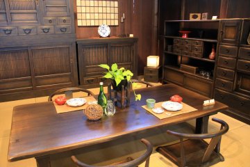 Hand crafted natural wood furniture at Hida Sangyo