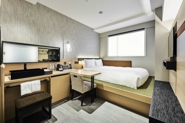 Desain interior dengan elemen rumah teh khas Jepang
