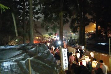 The participants heading for the river for purification
