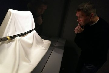 Admiring one of Japan's National Treasure swords.