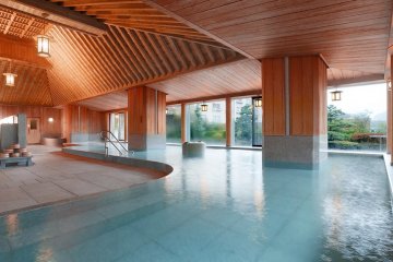 Hot spring bath with panoramic views.