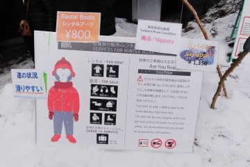 Walking boots and coats can be hired if necessary..